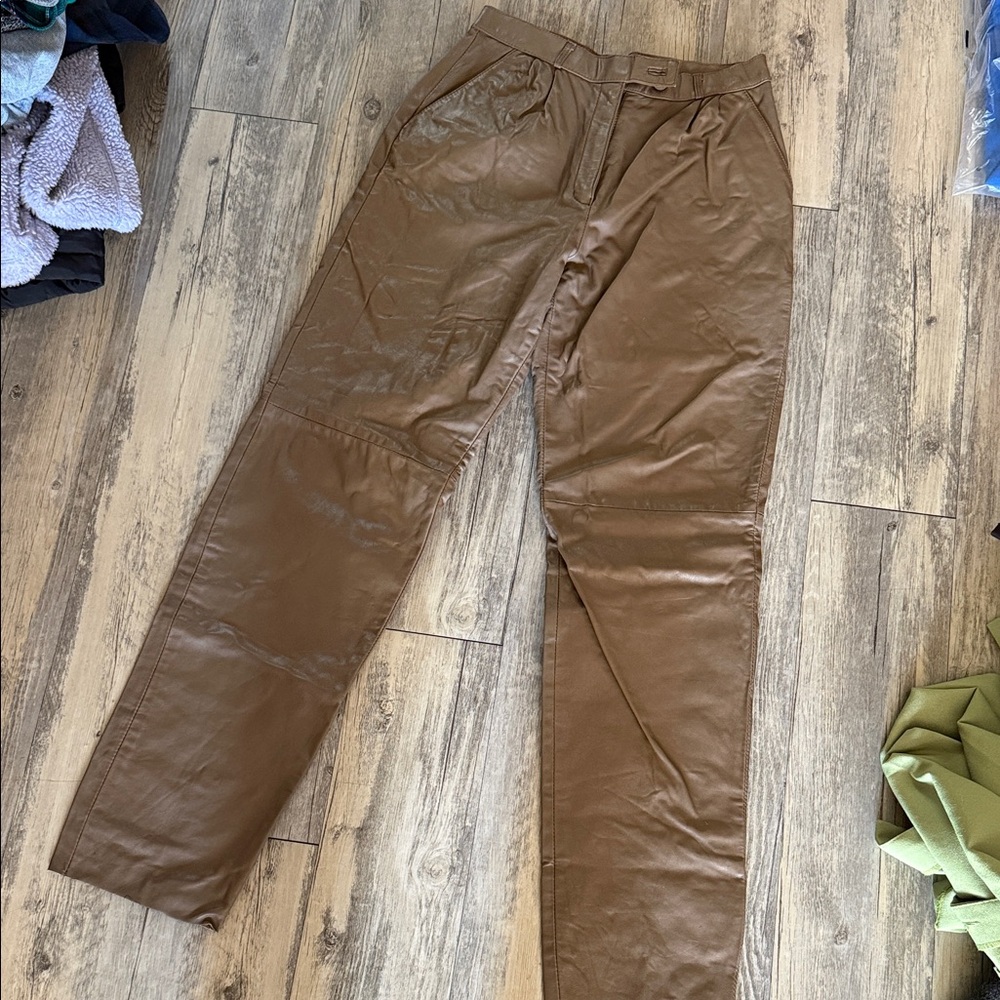 Women’s Brown Leather Bare Back Pants